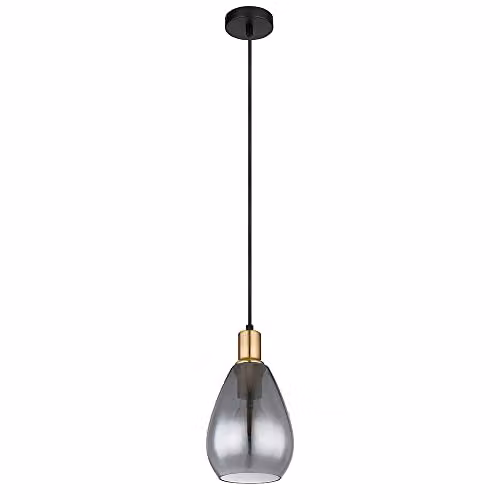Globo Lighting Modern Smoked Glass Pendant Light in Black and Brass, D 15 cm x H 120 cm – 1