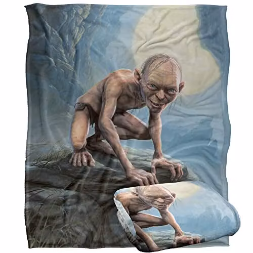 LOGOVISION Lord of the Rings Gollum Painting Super Soft Fleece Throw Blanket, W/D/H: 152 x 127 cm, White/Multicolour