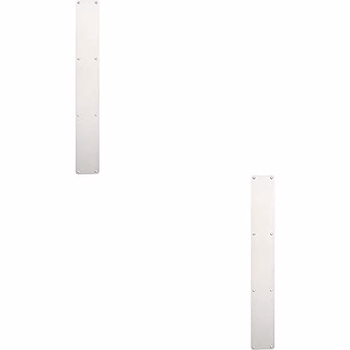 Loops 2 Pack Plain Door Finger Plate in Bright Stainless Steel, W: 65.0 cm, H: 7.5 cm