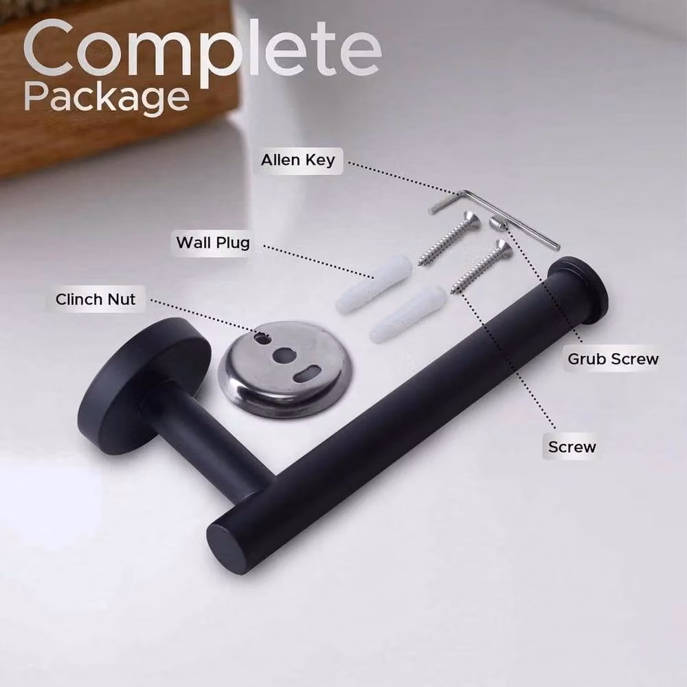 NESTLUNE Matte Black Stainless Steel Wall Mounted Toilet Roll Holder – 2