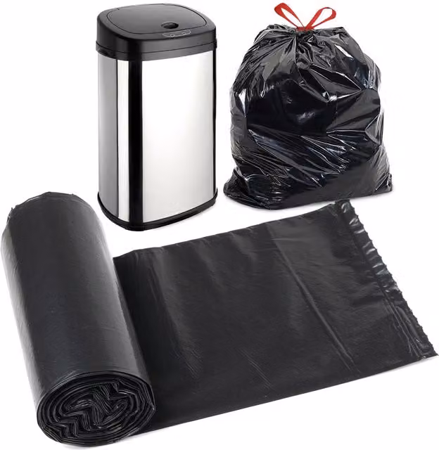 GEEZY Recyclable Kitchen Bin Bags, 30L Strong Durable Refuse Sacks, Silver and Black