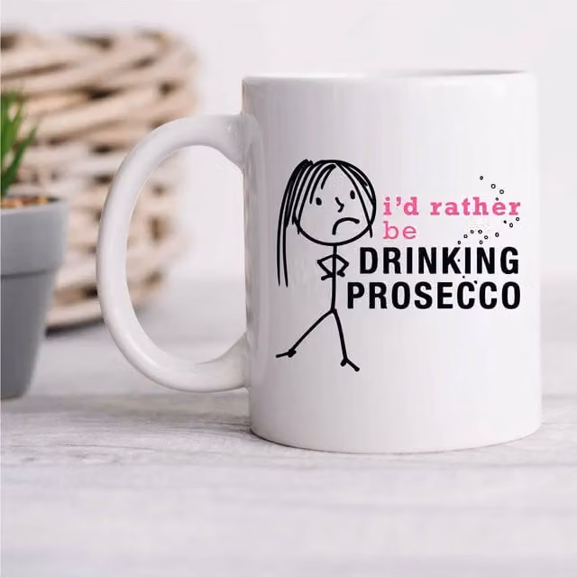 60 Second Makeover Women's I'd Rather Be Drinking Prosecco Ceramic Mug, White, 330 ml