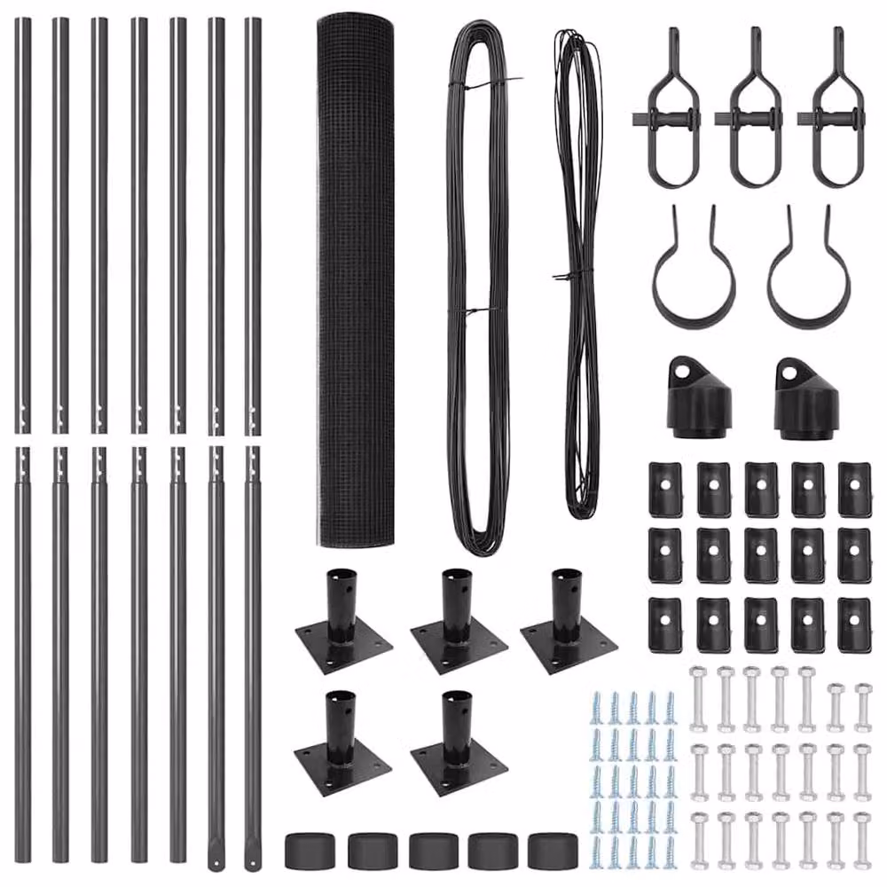 Berkfield Home Grey Steel Welded Wire Fence with 7 Flanged Posts, W: 120 cm, L: 10 m – 4