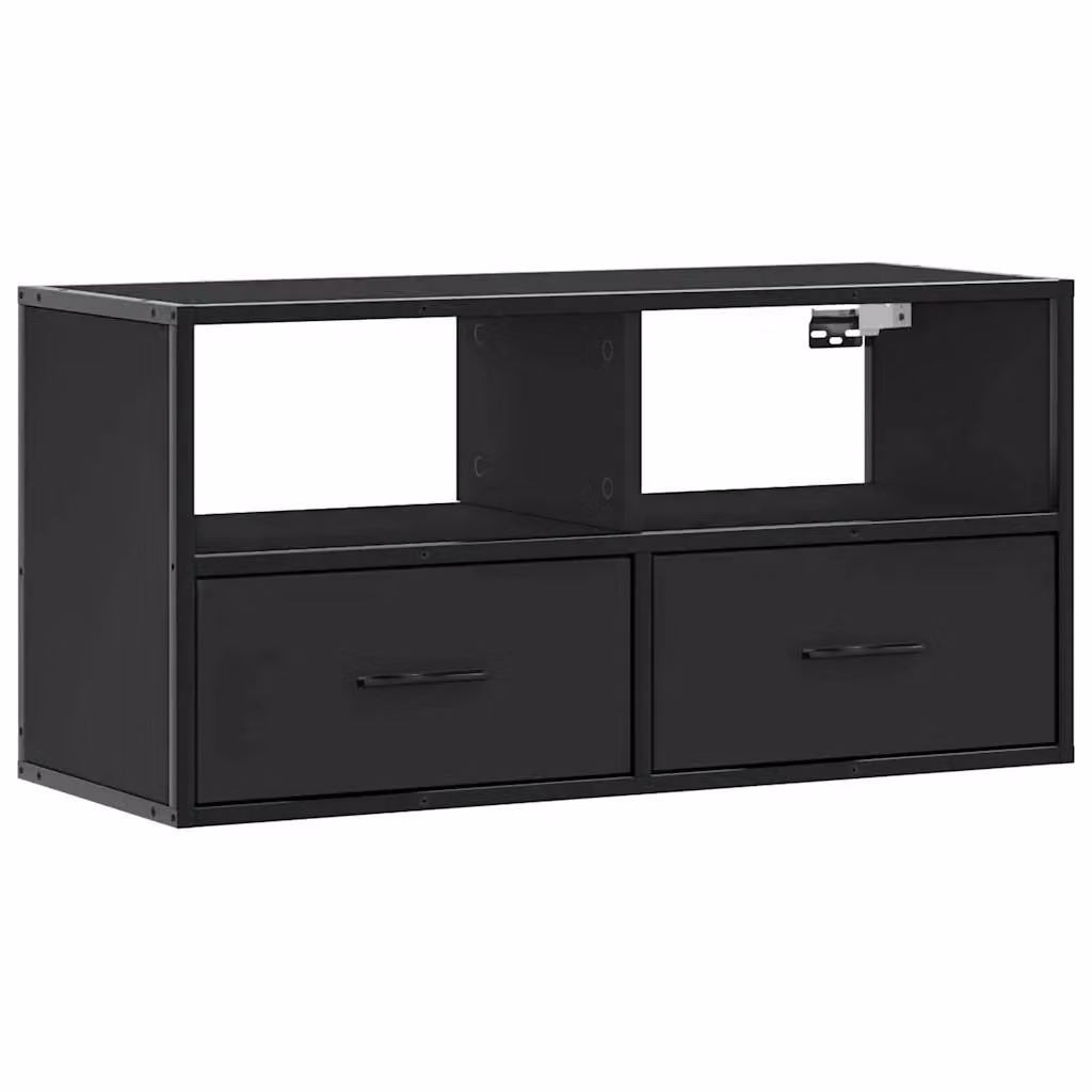 Berkfield Home Industrial TV Cabinet in Black, W/D/H: 80 x 31 x 39.5 cm – 2