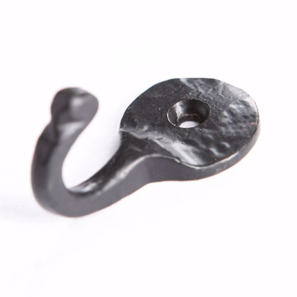 Havendro Set of 5 Black Hammered Round Cast Iron Single Hooks with Brass Details – 2
