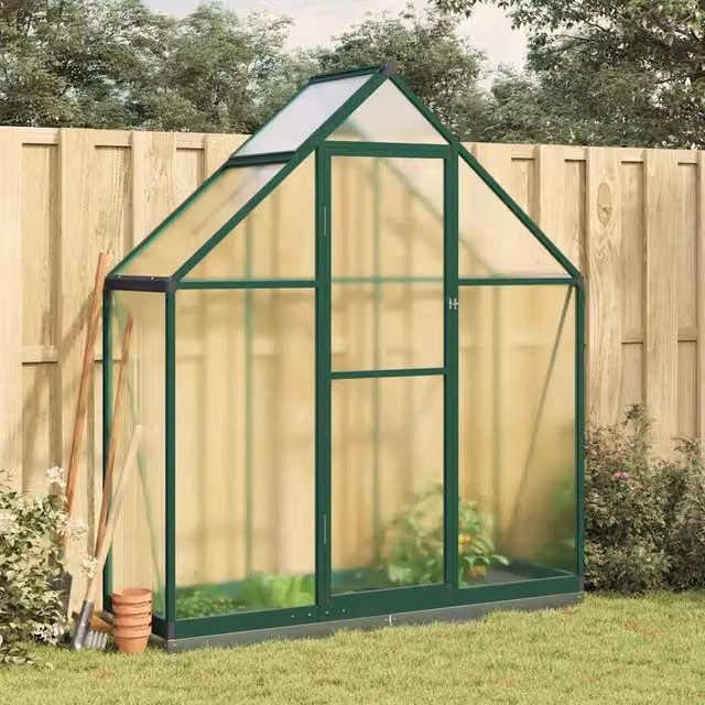 Berkfield Home Greenhouse with Base Frame in Green, Aluminium and Polycarbonate, W/D/H: 169 x 58 x 202 cm – 1