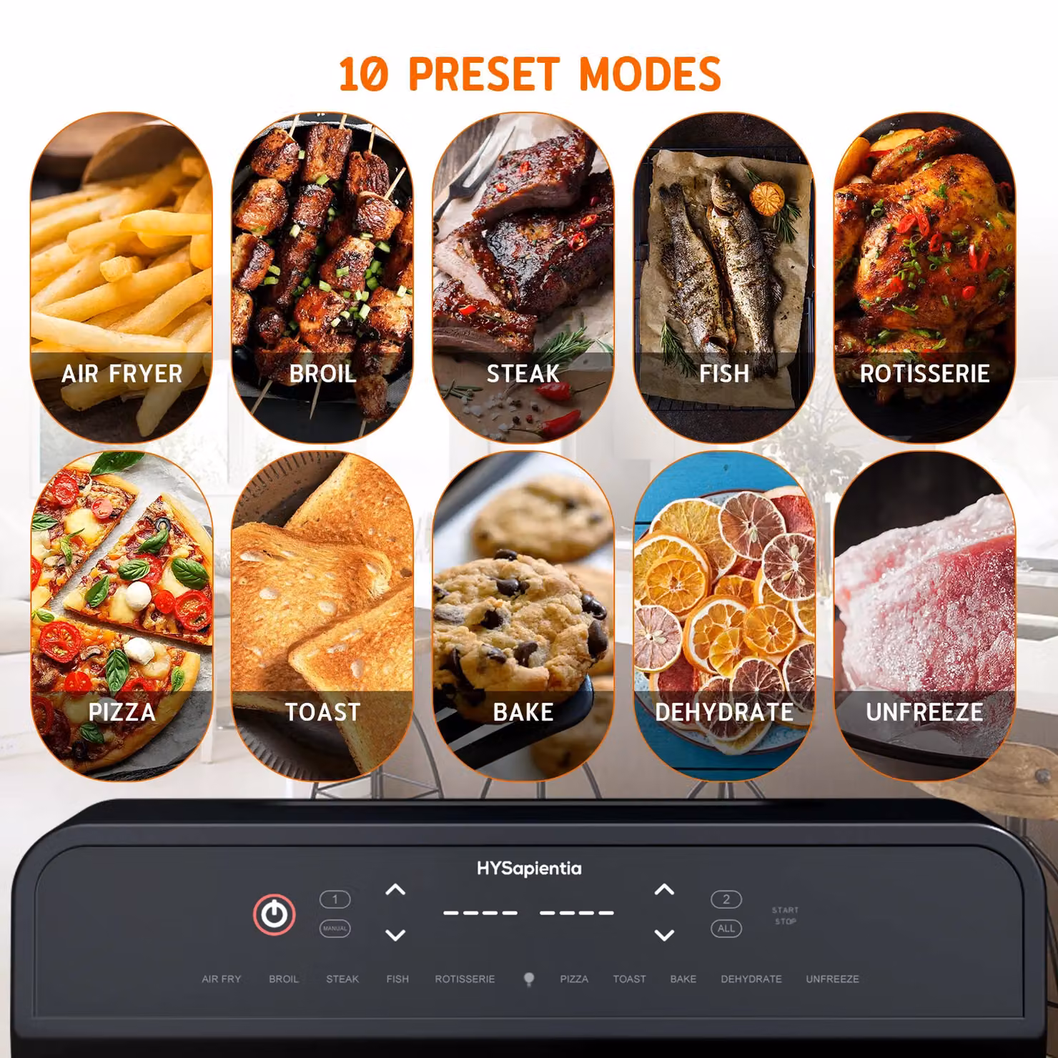 HYSapientia 22L Dual Zone Air Fryer Oven with Rotisserie, 2400W 10-in-1, Black – 8