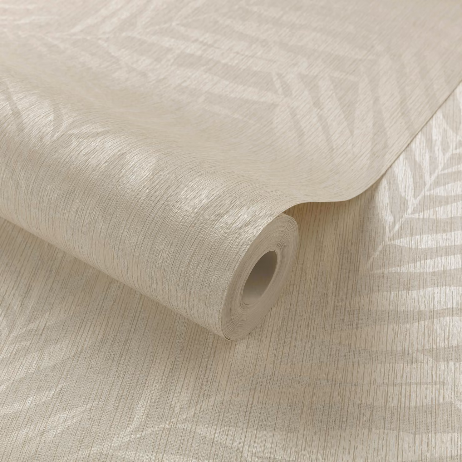 Grandeco Maui Palm Frond Leaf Textured Botanical Floral Wallpaper in Beige – 2