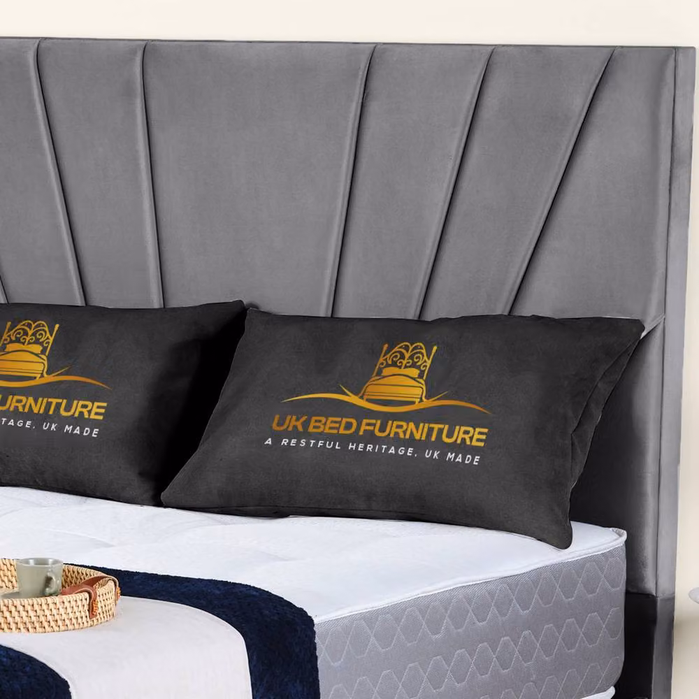 UK Bed Furniture Sunrise Grey Velvet Upholstered Gas Lift Storage Bed, W/D/H: 90 x 200 cm – 2