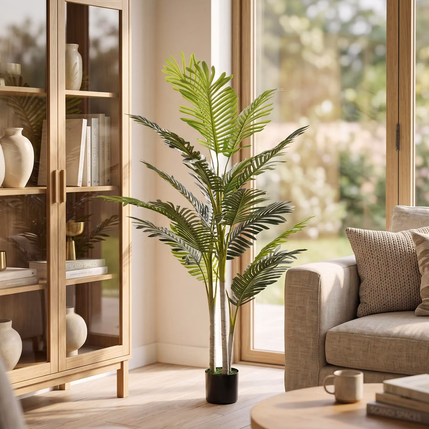 Outsunny Artificial Palm Tree Green and Black Faux Plant, Height: 150 cm – 6
