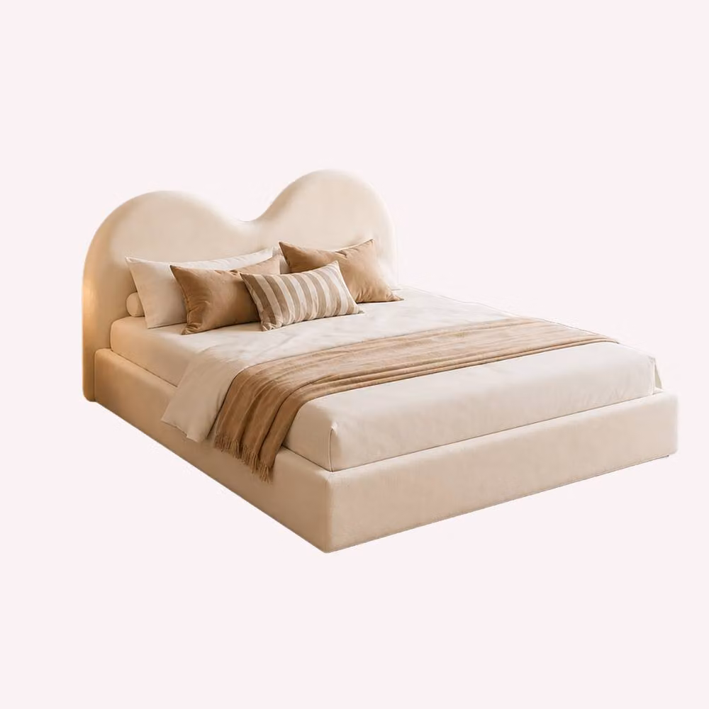 Soft Snooze Beds Niana Teddy Boucle Upholstered Ottoman Storage Gas Lift Bed in Beige, Size: Double (140 x 200 cm) – 3