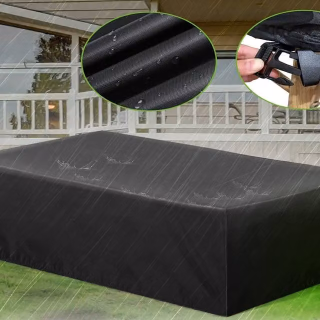 Furniture One Black 420D Oxford Fabric Patio Sofa Set Cover W: 232 cm, D: 162 cm, H: 80 cm