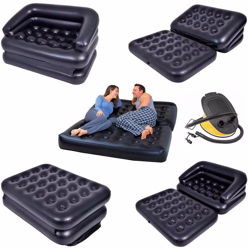 FLAVORA 5 in 1 Double Inflatable Sofa Couch in Black – 4