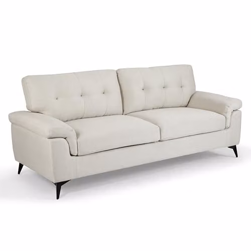 Home Detail Dylan 3-Seater Sofa in Cream Fabric with Sleeping Function and Removable Covers, W/D/H: 212 x 84 x 89 cm – 2