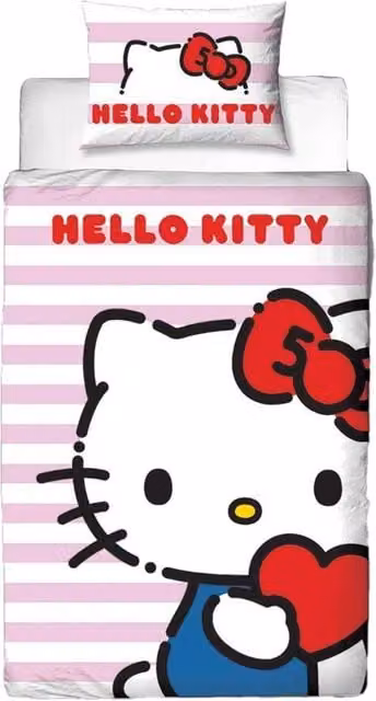 Hello Kitty Reversible Single Duvet Cover and Pillowcase Set, Pink and Multicolour, W/D/H: 90 x 200 cm – 1