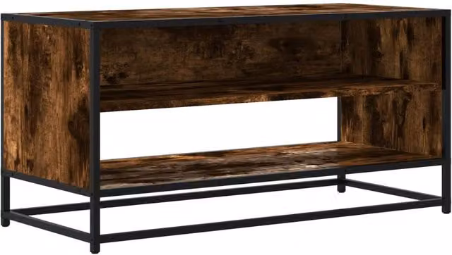 Berkfield Home Industrial TV Cabinet in Smoked Oak and Brown, W/D/H: 91 x 40 x 46 cm – 1
