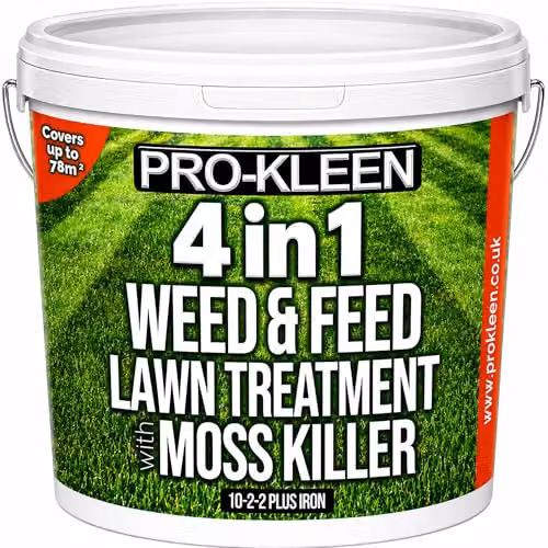 Pro-Kleen 4 in 1 Weed and Feed Lawn Treatment with Moss Killer, NPK Fertiliser, 2.5kg – 1