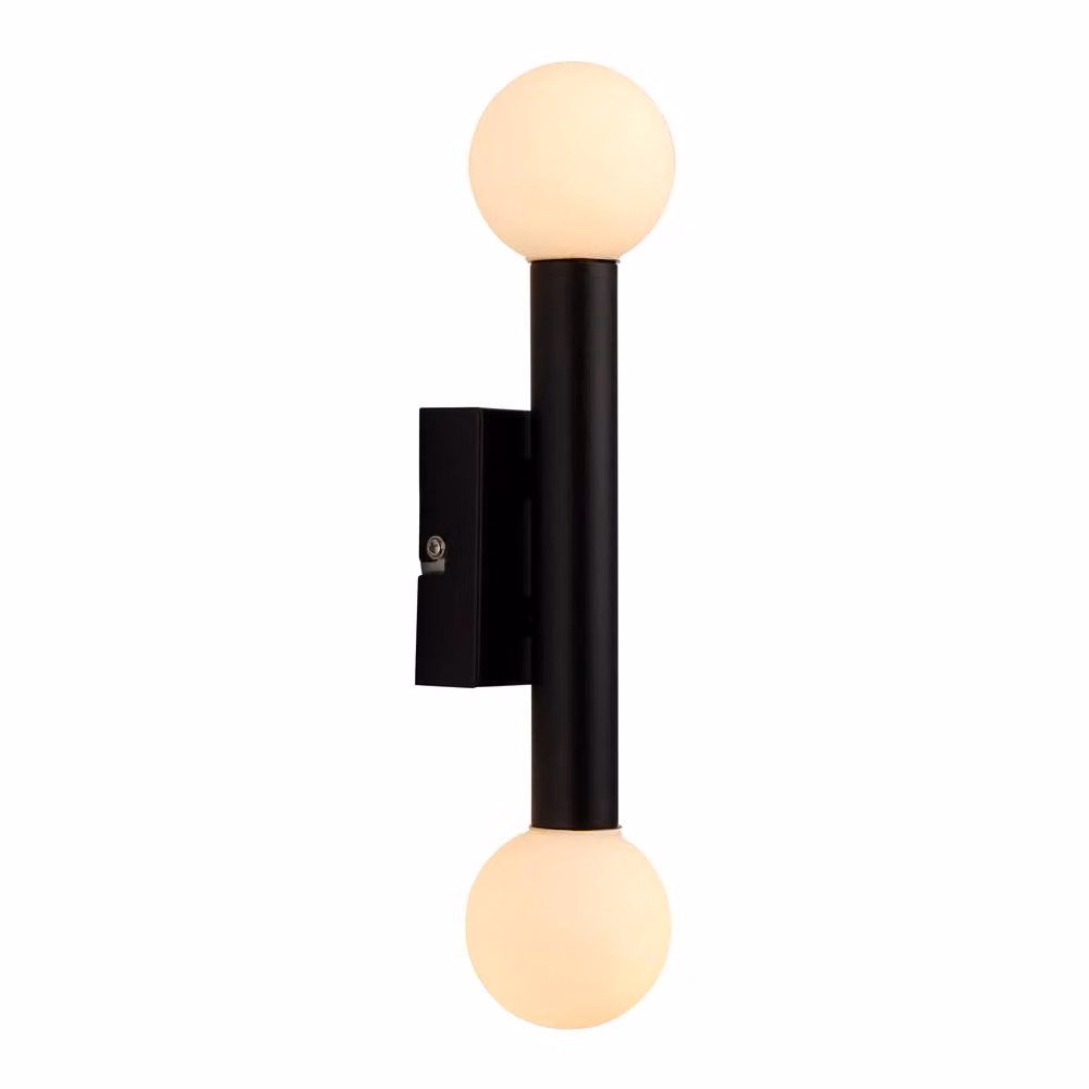 Pagazzi Toronto Matt Black IP44 2 Light Dimmable Glass Wall Light – 2