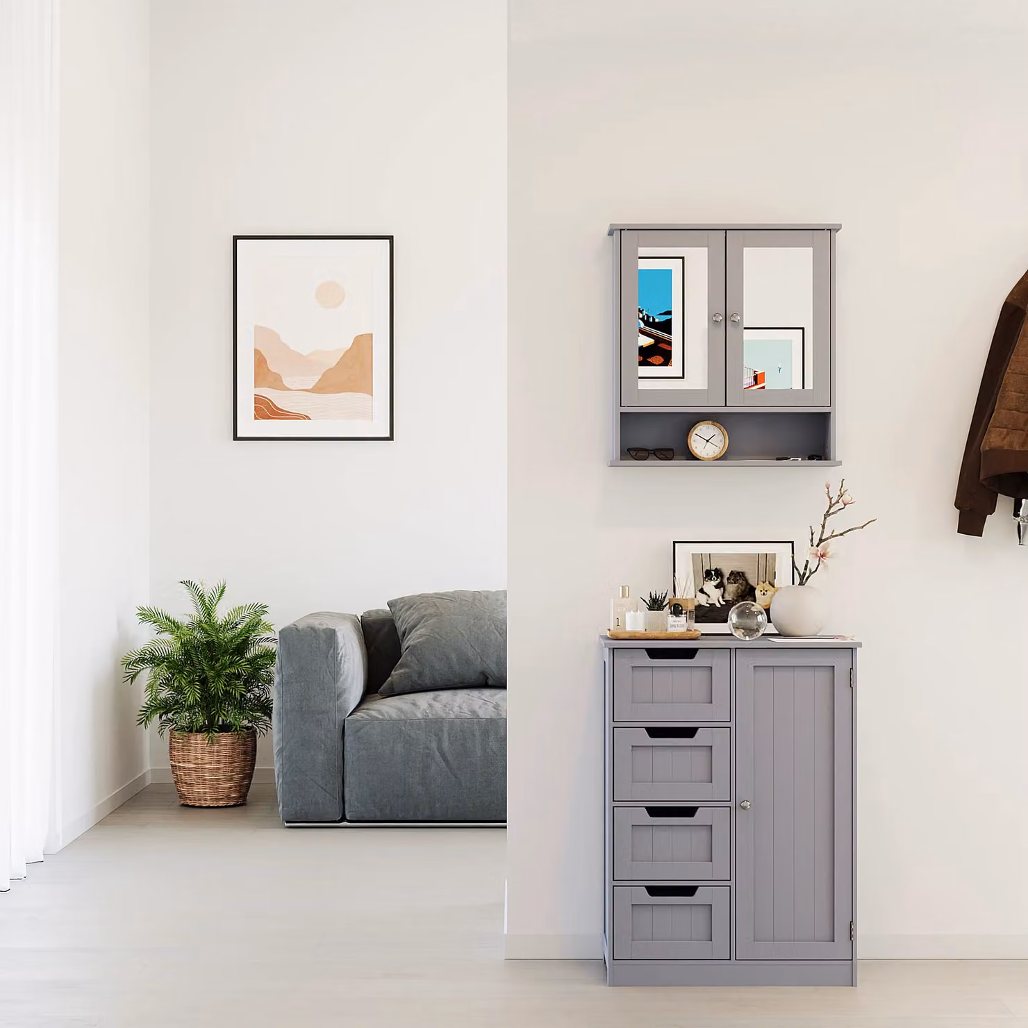 Home Discount Bath Vida Priano 4 Drawer 1 Door Freestanding Bathroom Storage Unit, Dark Grey, H 81.0 x W 60.0 x D 30.0 cm – 3