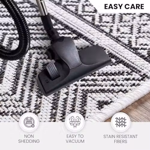 Livabliss Prague Boho Indoor Outdoor Rectangular Rug in Black and White, W: 160 cm, L: 230 cm – 2