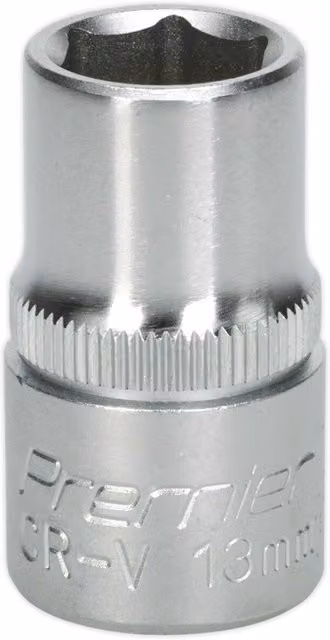Loops 13mm Steel Drive Socket 1/2 inch Square Drive in Silver Chrome Vanadium