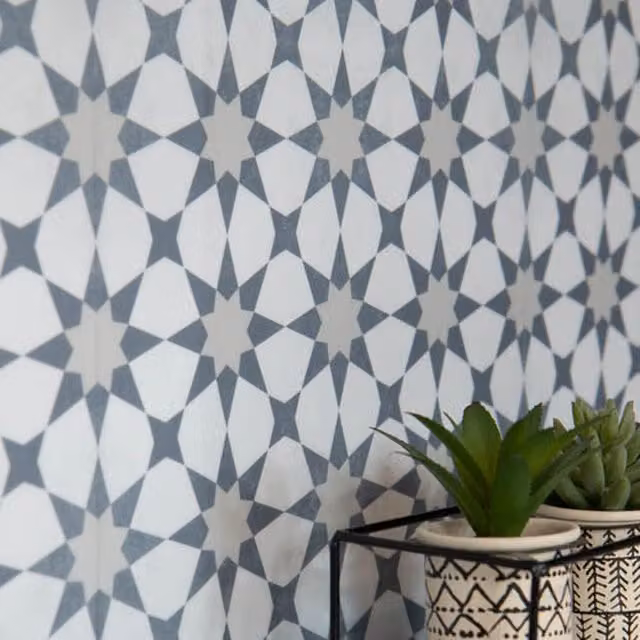 Quadrostyle Agadir Grey Moroccan Geometric Adhesive Wall Tile and Furniture Vinyl Stickers, 15 cm