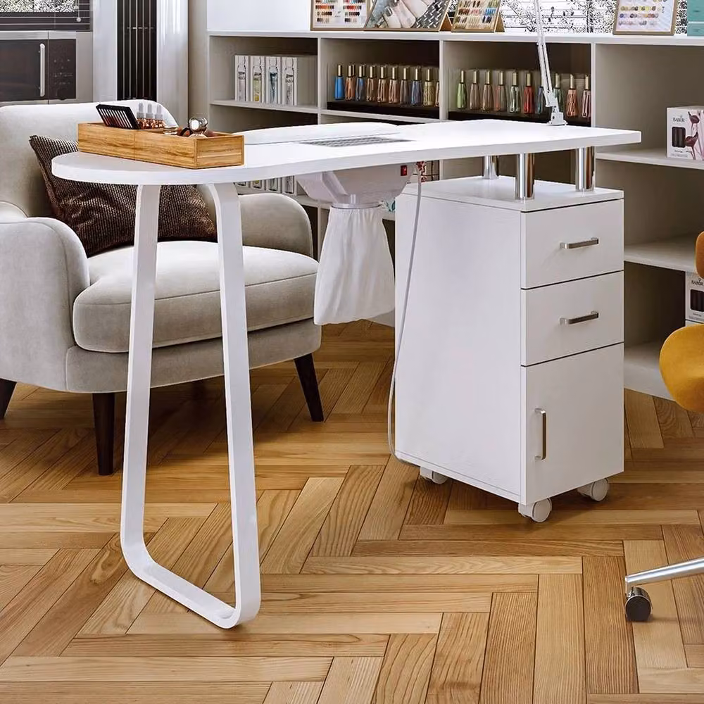 EONLION Mobile Manicure Table and Salon Nail Station Beauty Desk in White, Width: 100 cm – 2