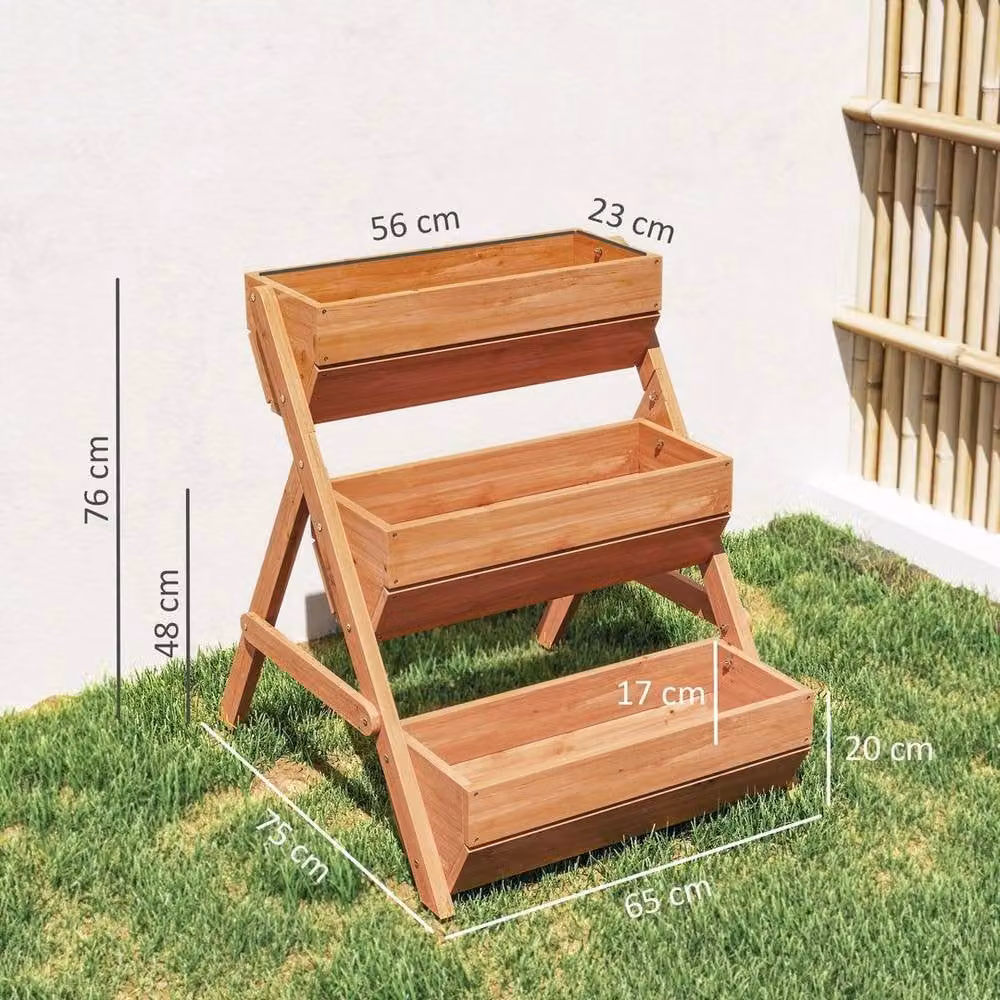 Kelvenix 3 Tier Wooden Raised Garden Bed Elevated Planter Box Kit in Brown – 2