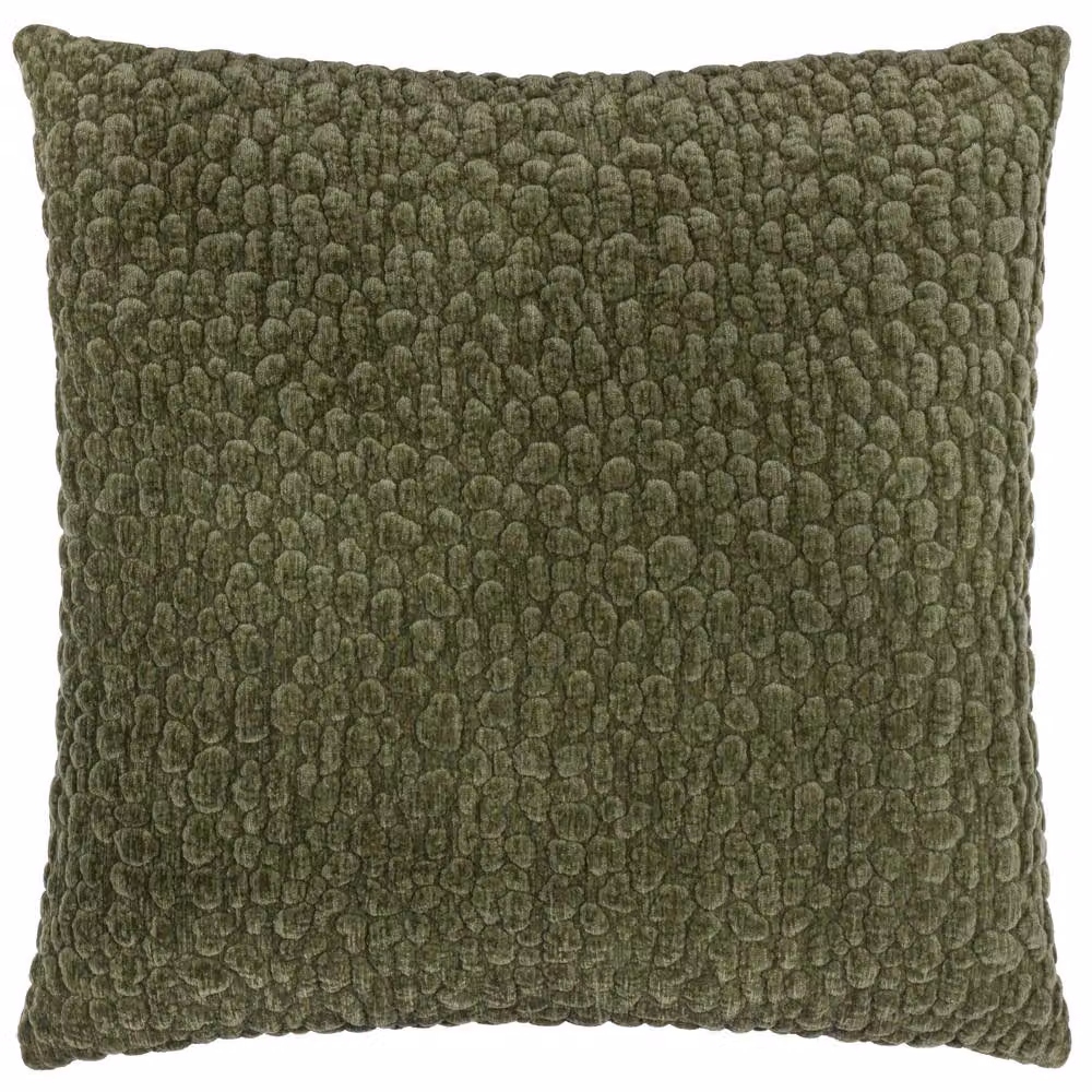 Yard Pebble Green Chenille and Linen Square Cushion, W/D/H: 45 x 45 x 45 cm – 2