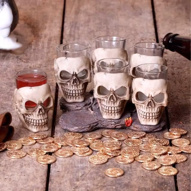 Nemesis Now Six Shooter Skulls Shot Glass Set, White