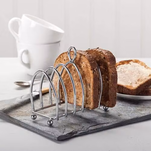 Kilo BA51 Victorian Design 6 Slice Toast Rack in Silver Chrome with Ball Feet and Loop Carry Handle – 2