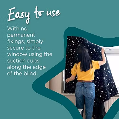Caecus Travel Moon and Stars Blackout Blinds, Black, W: 130 cm, H: 200 cm – 3