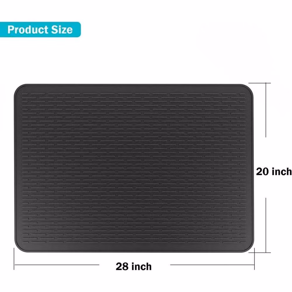 NESTLUNE Heat Resistant Non-Slip Silicone Dish Drying Mat, Black, W: 100 cm, D: 15 cm – 2