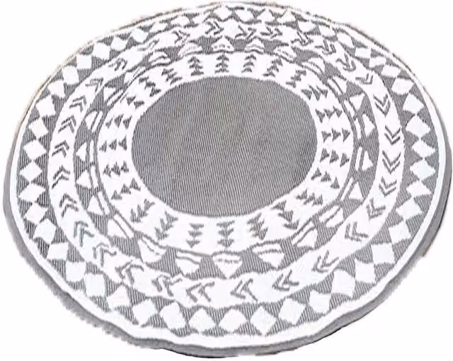 PAWNORA Geometric Semicircular Half Moon Rug in Grey and White, W: 67 cm x D: 127 cm