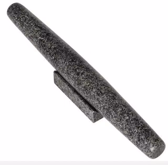 Homiu Marble Granite Bolster Rolling Pin with Stand, Grey
