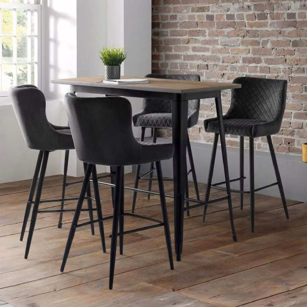 netfurniture Richmond Modern Upholstered Bar Stool with Metal Frame in Grey – 2