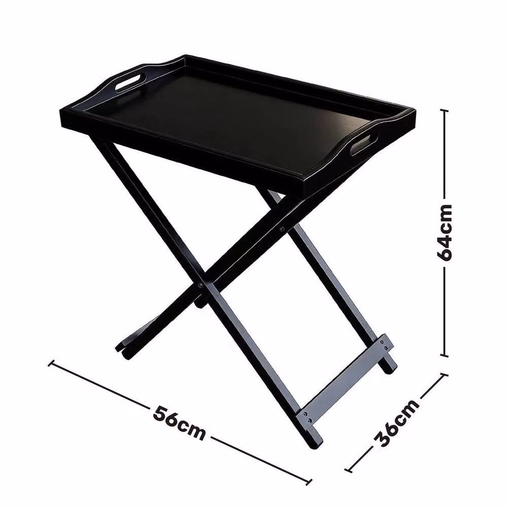 EONLION Black Wooden Folding Side Table – 2
