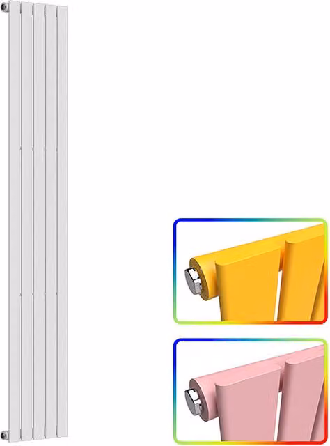 Lux Heat Single Vertical Radiator in Custom Painted Little Greene Multicolour, H 180 cm x W 35 cm x D 8.5 cm