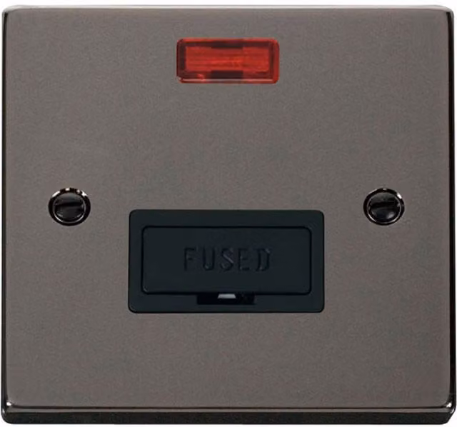 SE HOME Black Flush Plate Fused Connection Unit in Black