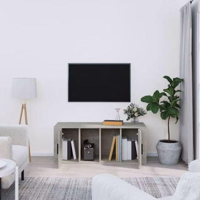 Berkfield Home Modern TV Cabinet in Concrete Grey, W/D/H: 100 x 35 x 40 cm
