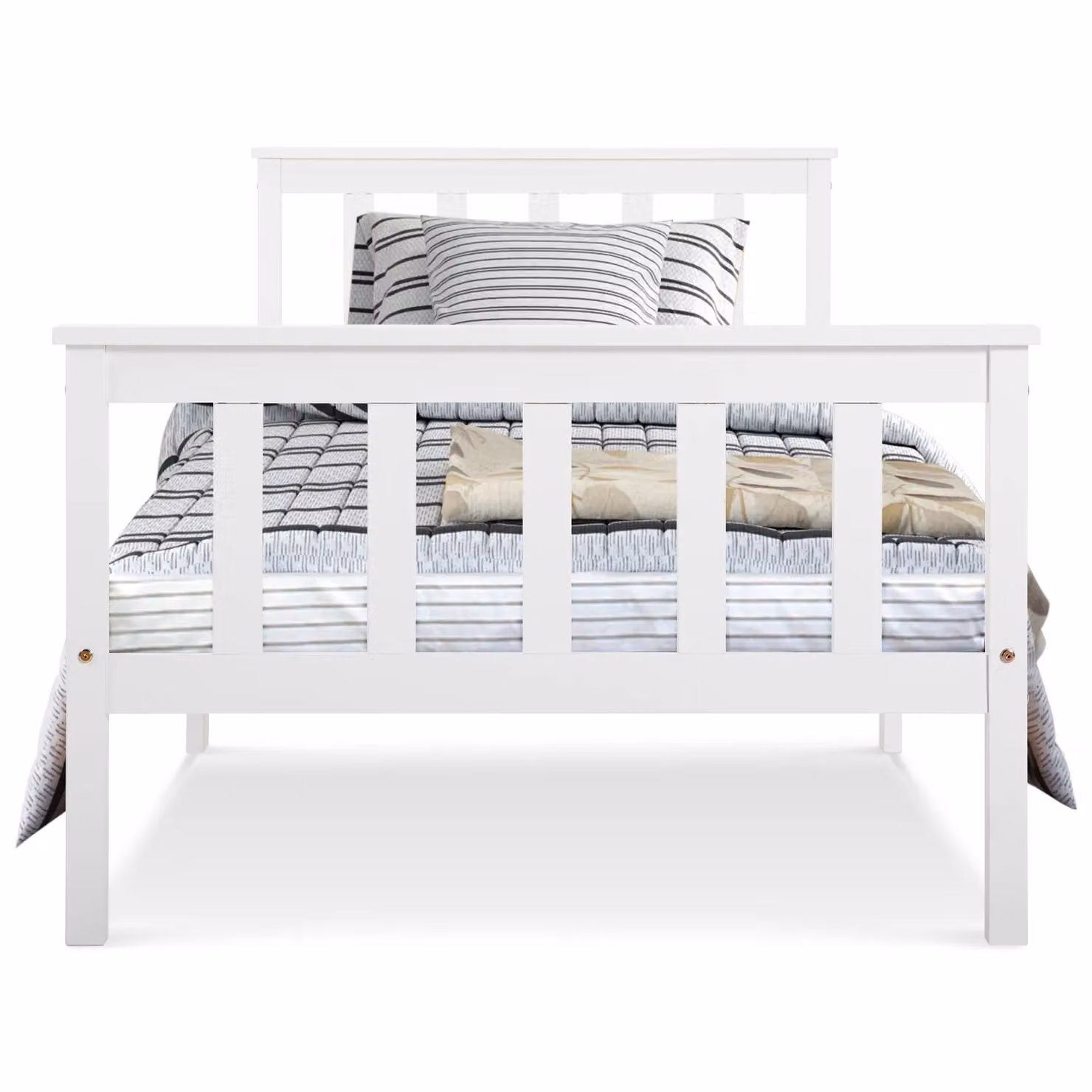 AKA White Lacquered Solid Pine Single Bed Frame W/D/H: 90 x 190 x 91.44 cm – 4