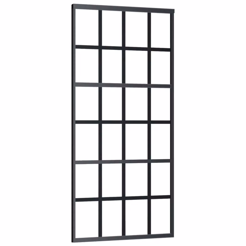 Berkfield Home Black Aluminium and Transparent Glass Sliding Door W: 90 cm, H: 205 cm – 2