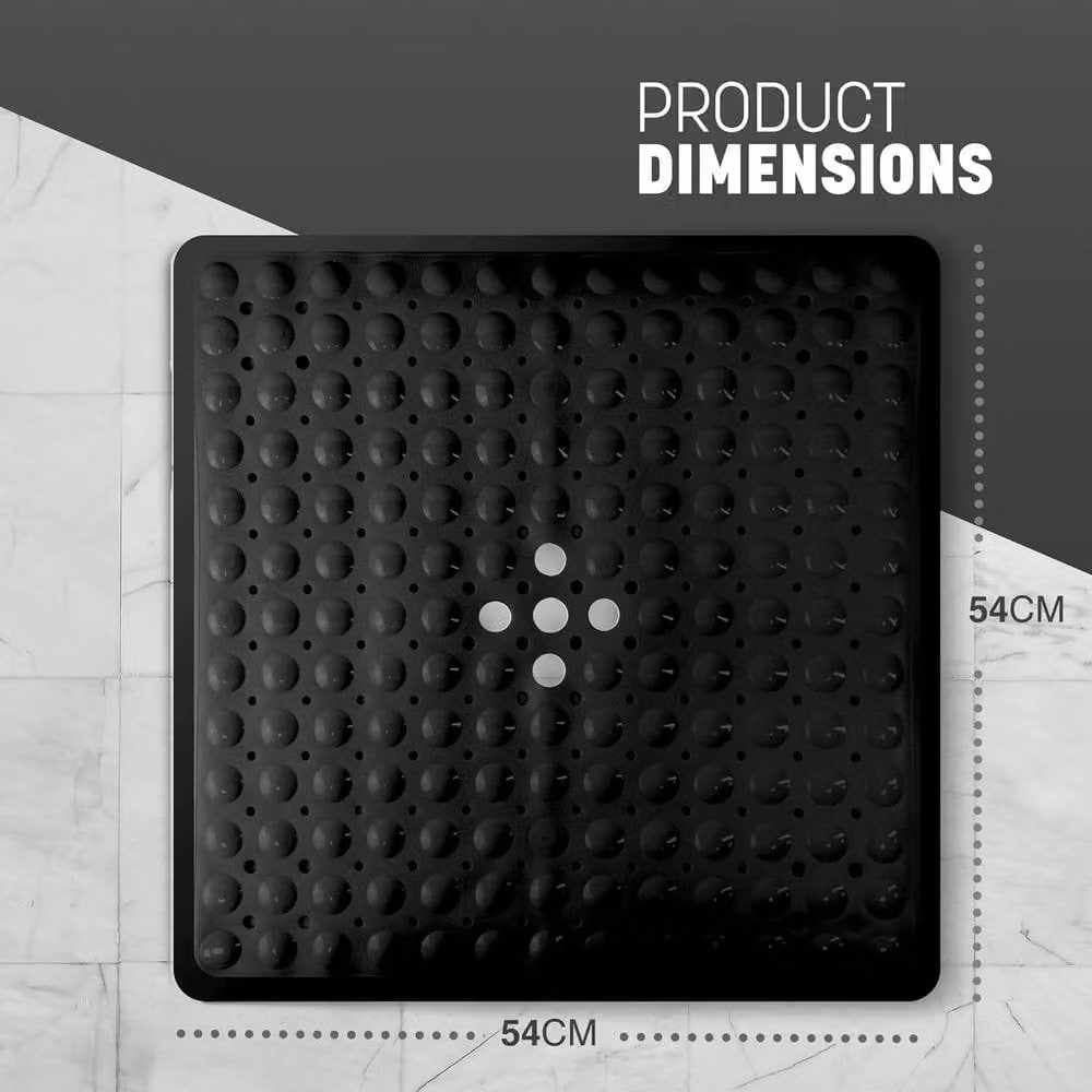 Keplin Non-Slip Shower Mat in Black, W/D/H: 54 x 54 x 1 cm – 2