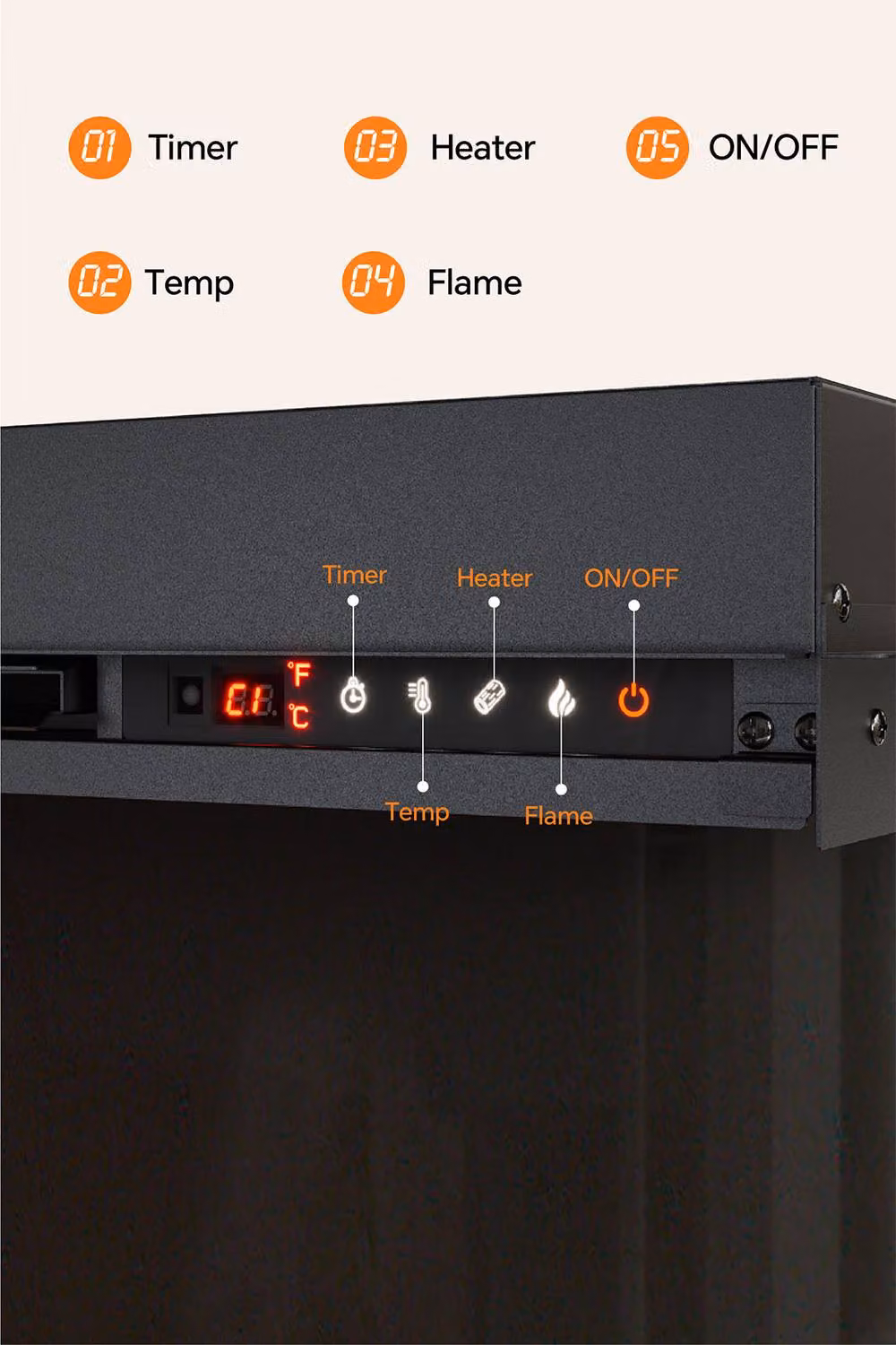 H&O Direct 50 inch Electric Fireplace with Remote Control in Black – 4