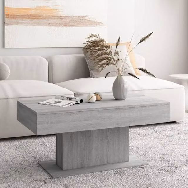 Berkfield Home Modern Rectangular Coffee Table in Grey Sonoma, W/D/H: 96 x 50 x 45 cm