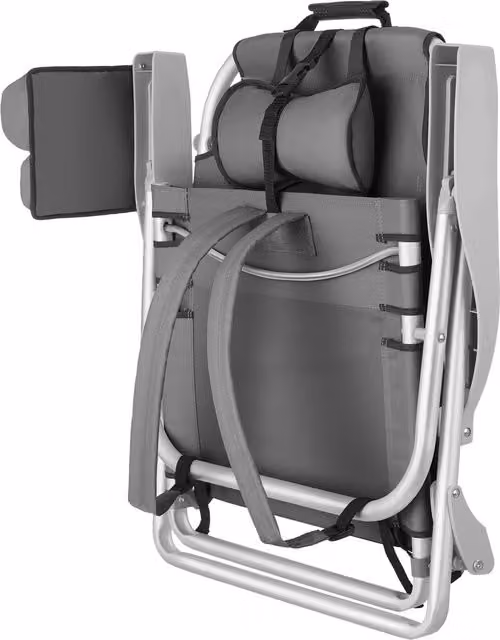 TECTAKE Foldable Coral Beach Chair with Backpack Function in Grey