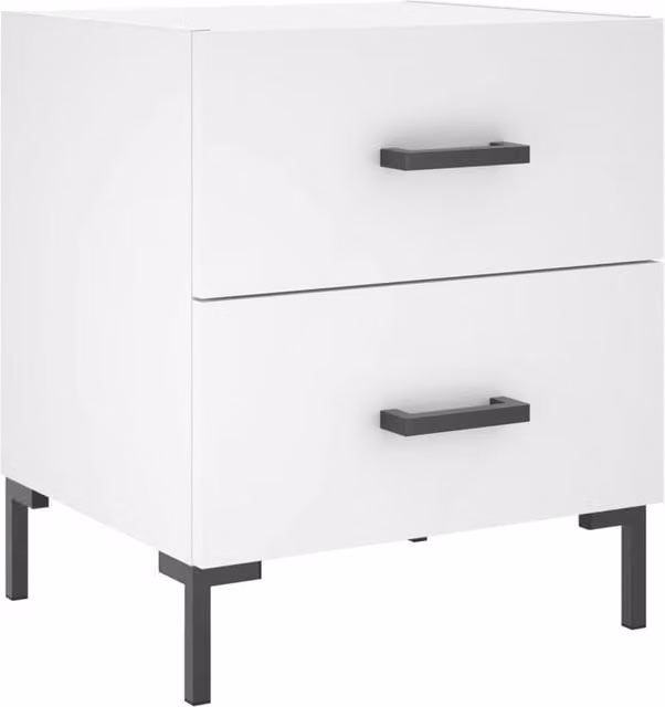 Berkfield Home Modern White Bedside Cabinet W/D/H: 40 x 35 x 47.5 cm