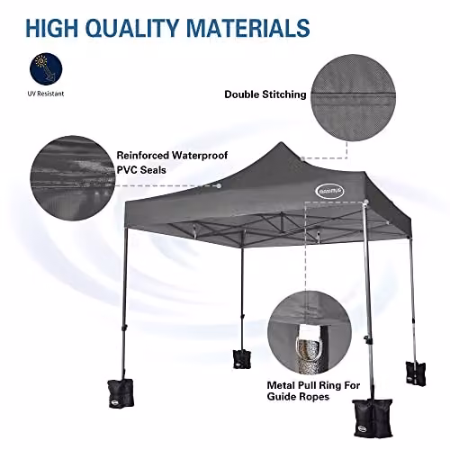 MCC Direct Maximus Heavy Duty Pop Up Gazebo Commercial Market Stall with 4 Weight Bags, Grey, W: 300 cm, D: 300 cm, H: 280 cm – 2