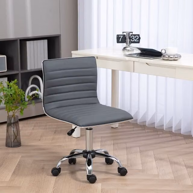 HOMCOM Armless Mid-Back Adjustable Task Chair with 360 Degree Swivel in Dark Grey – 1
