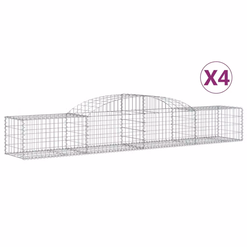 Berkfield Home Arched Gabion Baskets, 4 Piece Set, Silver Galvanised Steel, W: 300 cm, D: 50 cm, H: 40-60 cm – 2